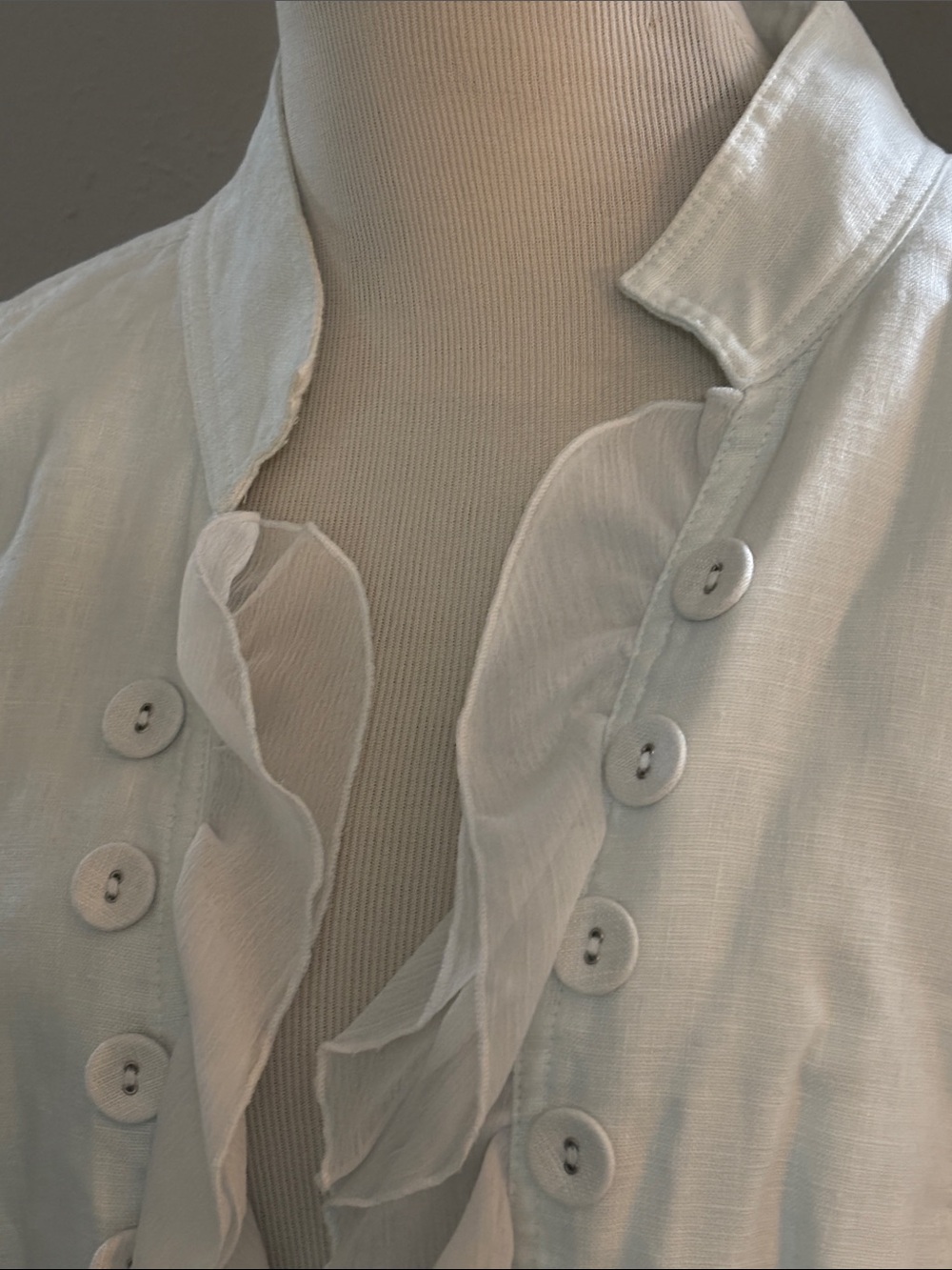 Multiples White Ruffle-Front Button Jacket - Picture 2 of 5